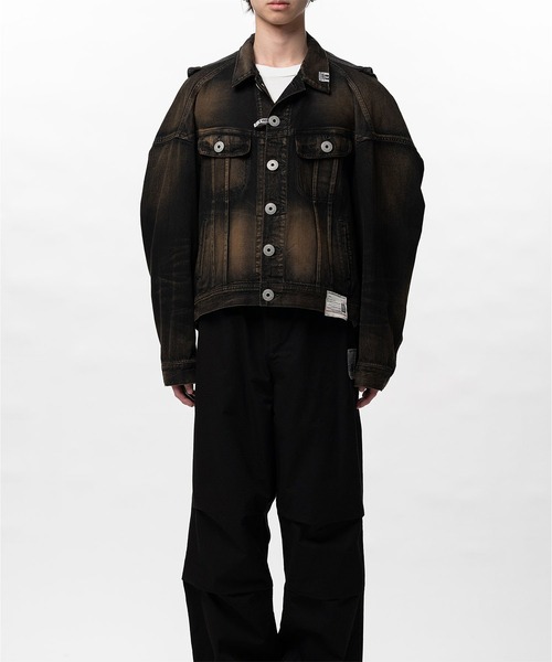 Maison MIHARA YASUHIRO（メゾンミハラヤスヒロ）の「【MIHARAYASUHIRO/ミハラヤスヒロ】Vest Combined Denim Jacket (A16BL023 DENIM JACKET)（デニムジャケット・メンズ・ブラック・44）」の3枚目の写真
