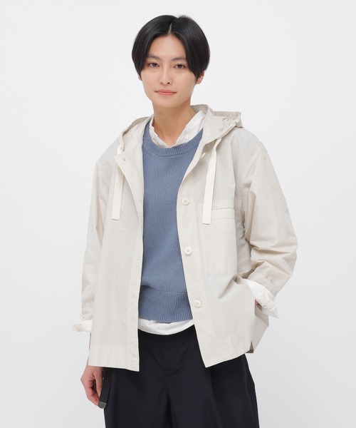 MHL.（エムエイチエル）の「PAPER COTTON NYLON（シャツ/ブラウス・レディース・オフホワイト/グレー・2/1）」の2枚目の写真