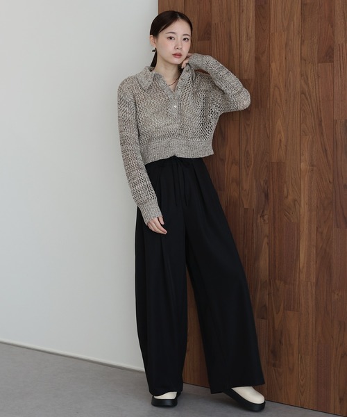 J by blue(ジェイバイブルー)の「クロシェメッシュポロニット(ニット/セーター・レディース・ブラック系/ベージュ系/アイボリー・MEDIUM)」の10枚目の写真