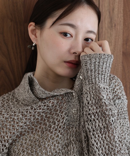 J by blue(ジェイバイブルー)の「クロシェメッシュポロニット(ニット/セーター・レディース・ブラック系/ベージュ系/アイボリー・MEDIUM)」の8枚目の写真