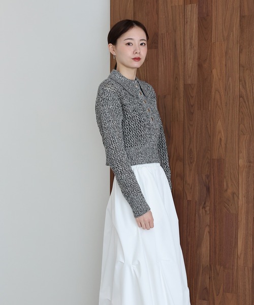 J by blue(ジェイバイブルー)の「クロシェメッシュポロニット(ニット/セーター・レディース・ブラック系/ベージュ系/アイボリー・MEDIUM)」の16枚目の写真