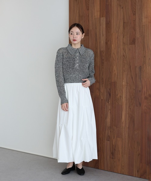 J by blue(ジェイバイブルー)の「クロシェメッシュポロニット(ニット/セーター・レディース・ブラック系/ベージュ系/アイボリー・MEDIUM)」の18枚目の写真