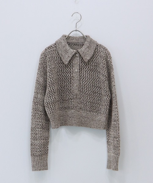 J by blue(ジェイバイブルー)の「クロシェメッシュポロニット(ニット/セーター・レディース・ブラック系/ベージュ系/アイボリー・MEDIUM)」の20枚目の写真