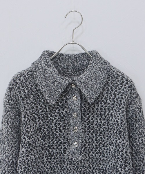 J by blue(ジェイバイブルー)の「クロシェメッシュポロニット(ニット/セーター・レディース・ブラック系/ベージュ系/アイボリー・MEDIUM)」の22枚目の写真