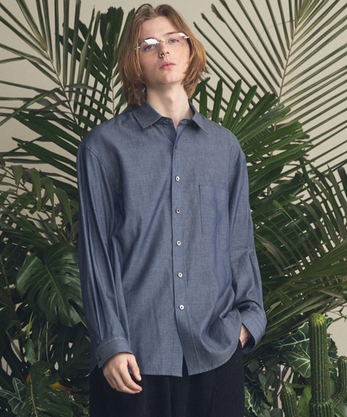 MAISON SPECIAL(メゾンスペシャル)の「《UNISEX》2.25oz Super Light Prime-Over Sheer Denim Shirts/2.25oz スーパーライトプライムオーバーシアーデニムシャツ【MAISON SPECIAL/メゾンスペシャル】(シャツ/ブラウス・メンズ・ブルー/ネイビー・2/1/0)」の2枚目の写真