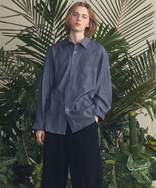 MAISON SPECIAL(メゾンスペシャル)の「《UNISEX》2.25oz Super Light Prime-Over Sheer Denim Shirts/2.25oz スーパーライトプライムオーバーシアーデニムシャツ【MAISON SPECIAL/メゾンスペシャル】(シャツ/ブラウス・メンズ・ブルー/ネイビー・2/1/0)」の11枚目の写真