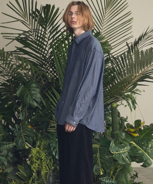 MAISON SPECIAL(メゾンスペシャル)の「《UNISEX》2.25oz Super Light Prime-Over Sheer Denim Shirts/2.25oz スーパーライトプライムオーバーシアーデニムシャツ【MAISON SPECIAL/メゾンスペシャル】(シャツ/ブラウス・メンズ・ブルー/ネイビー・2/1/0)」の12枚目の写真