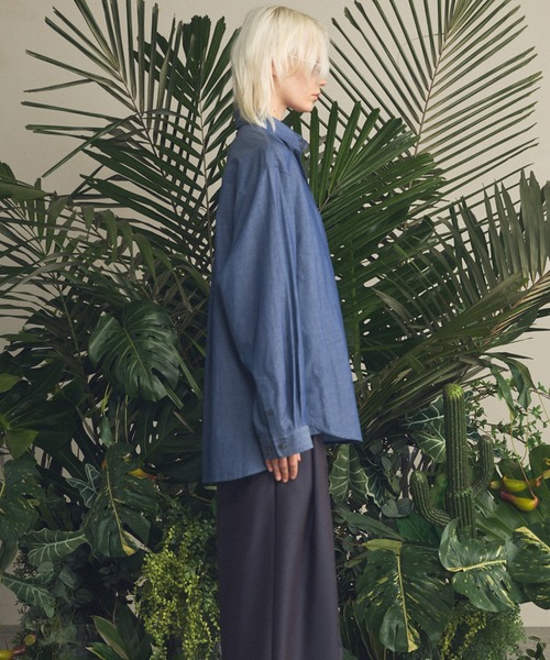 MAISON SPECIAL(メゾンスペシャル)の「《UNISEX》2.25oz Super Light Prime-Over Sheer Denim Shirts/2.25oz スーパーライトプライムオーバーシアーデニムシャツ【MAISON SPECIAL/メゾンスペシャル】(シャツ/ブラウス・メンズ・ブルー/ネイビー・2/1/0)」の9枚目の写真