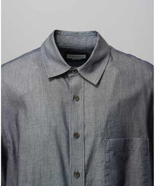 MAISON SPECIAL(メゾンスペシャル)の「《UNISEX》2.25oz Super Light Prime-Over Sheer Denim Shirts/2.25oz スーパーライトプライムオーバーシアーデニムシャツ【MAISON SPECIAL/メゾンスペシャル】(シャツ/ブラウス・メンズ・ブルー/ネイビー・2/1/0)」の18枚目の写真