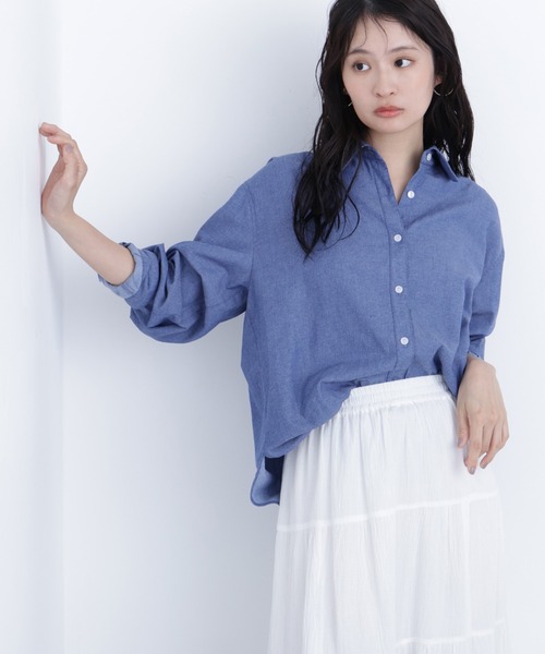 N.（N. Natural Beauty Basic）（エヌエヌナチュラルビューティーベーシック）の「デニムライクシャツ（シャツ/ブラウス・レディース・ブルー/ブルー系その他・ﾌﾘ-）」の2枚目の写真