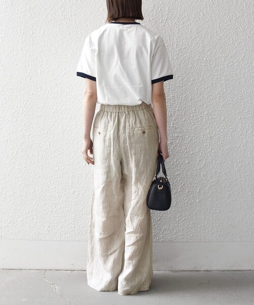 SHIPS any(シップス エニィ)の「【SHIPS any別注】THE KNiTS:〈洗濯機可能〉ロゴ プリント リンガー TEE(Tシャツ/カットソー・レディース・ブラウン/ホワイト・ONE SIZE)」の4枚目の写真