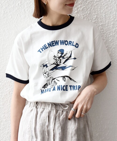 SHIPS any(シップス エニィ)の「【SHIPS any別注】THE KNiTS:〈洗濯機可能〉ロゴ プリント リンガー TEE(Tシャツ/カットソー・レディース・ブラウン/ホワイト・ONE SIZE)」の5枚目の写真