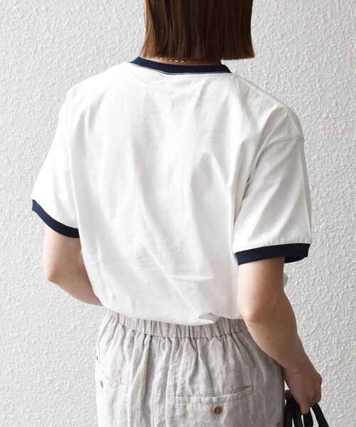 SHIPS any(シップス エニィ)の「【SHIPS any別注】THE KNiTS:〈洗濯機可能〉ロゴ プリント リンガー TEE(Tシャツ/カットソー・レディース・ブラウン/ホワイト・ONE SIZE)」の9枚目の写真