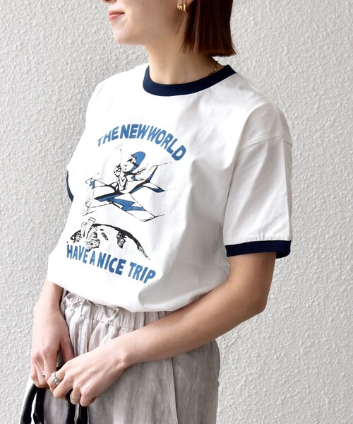 SHIPS any(シップス エニィ)の「【SHIPS any別注】THE KNiTS:〈洗濯機可能〉ロゴ プリント リンガー TEE(Tシャツ/カットソー・レディース・ブラウン/ホワイト・ONE SIZE)」の10枚目の写真