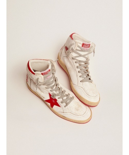 GOLDEN GOOSE(ゴールデングース)の「メンズ Sky-Star シグネチャー入りアンクル&レッドパネル(スニーカー・メンズ・ホワイト×レッド・39/41/42/44/45)」の1枚目の写真