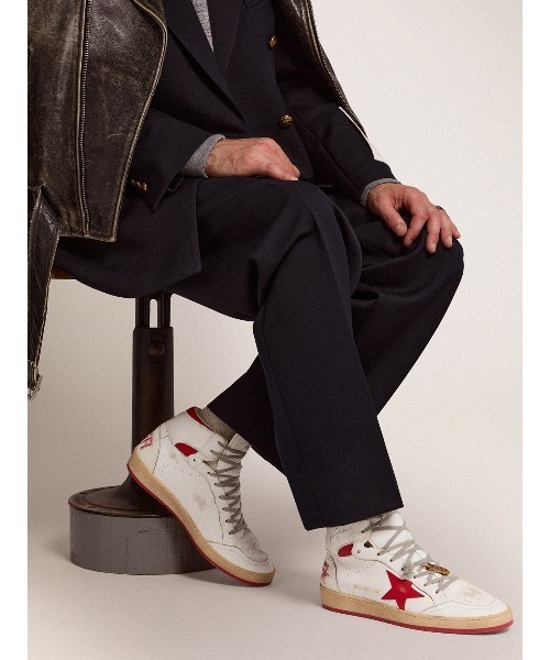 GOLDEN GOOSE(ゴールデングース)の「メンズ Sky-Star シグネチャー入りアンクル&レッドパネル(スニーカー・メンズ・ホワイト×レッド・39/41/42/44/45)」の4枚目の写真