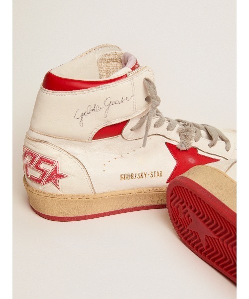 GOLDEN GOOSE(ゴールデングース)の「メンズ Sky-Star シグネチャー入りアンクル&レッドパネル(スニーカー・メンズ・ホワイト×レッド・39/41/42/44/45)」の3枚目の写真