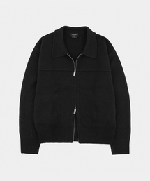 LETTERCOMO（レテルコモ）の「ネバーウールニットブルゾンジャケットブラック（ニット/セーター）」