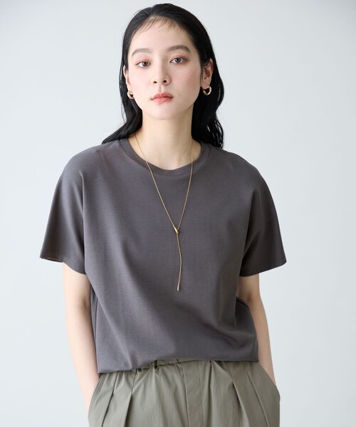 ANY(エニィ)の「プレミアムコットンベーシックTシャツ(Tシャツ/カットソー・レディース・レッド系/ホワイト系/ダークブラウン系/ベージュ系/グレー系9/ピンク系9/スカイブルー系/ブルー系・LARGE/MEDIUM)」の2枚目の写真