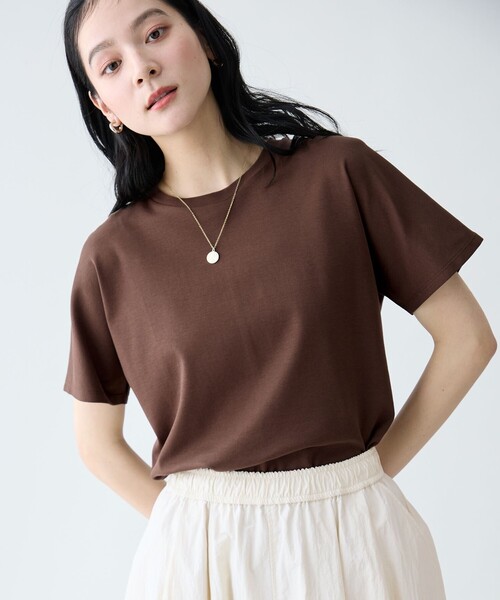 ANY(エニィ)の「プレミアムコットンベーシックTシャツ(Tシャツ/カットソー・レディース・レッド系/ホワイト系/ダークブラウン系/ベージュ系/グレー系9/ピンク系9/スカイブルー系/ブルー系・LARGE/MEDIUM)」の3枚目の写真