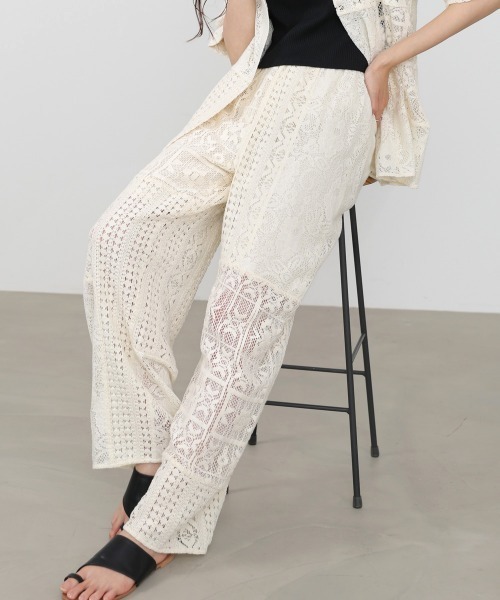 Bab(バブ)の「【サイズ展開あり/セットアップ対応】パッチワークレースパンツ(その他パンツ・レディース・ブラック/ホワイト系その他・M)」の3枚目の写真