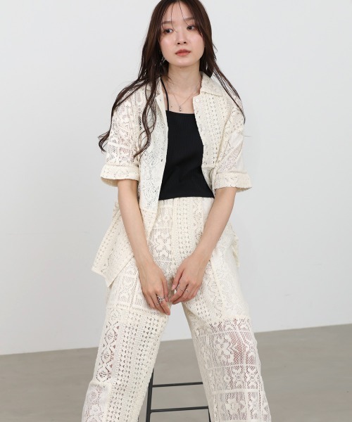 Bab(バブ)の「【サイズ展開あり/セットアップ対応】パッチワークレースパンツ(その他パンツ・レディース・ブラック/ホワイト系その他・M)」の6枚目の写真
