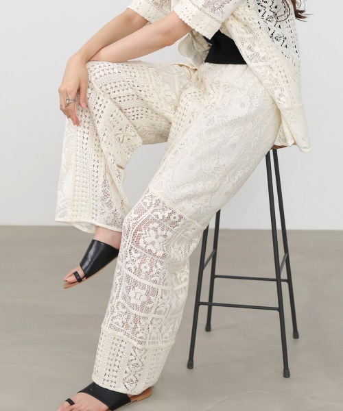 Bab(バブ)の「【サイズ展開あり/セットアップ対応】パッチワークレースパンツ(その他パンツ・レディース・ブラック/ホワイト系その他・M)」の7枚目の写真