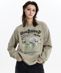 HOODHOOD | エイリアンピース ロングスリーブTシャツ ライトカーキ(Tシャツ/カットソー)