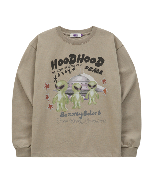 HOODHOOD（フッドフッド）の「エイリアンピース ロングスリーブTシャツ ライトカーキ（Tシャツ/カットソー・レディース・その他・1/2）」の5枚目の写真