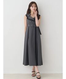 バイカラートレンチフレアワンピース