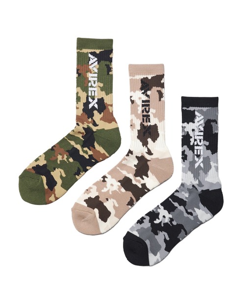 AVIREX(アヴィレックス)の「《AVIREX》Ccamouflage 3P Socks(ソックス/靴下・メンズ・カモフラージュ・25-27)」の1枚目の写真