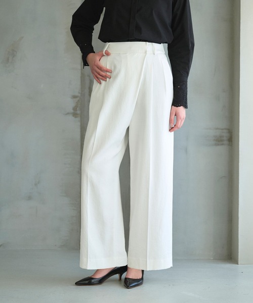 N.O.R.C(ノーク)の「【トリアセリネン】ラップトラウザーパンツ(スラックス・レディース・ホワイト/ベージュ/ネイビー・S/M)」の4枚目の写真
