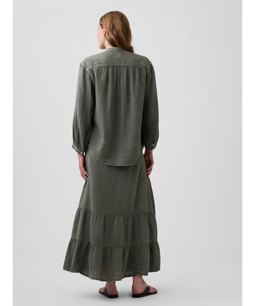 GAP(ギャップ)の「ハイライズ コットンガーゼ イージーウエスト ティアード マキシスカート(スカート・レディース・ブラック系その他/ブラック/ホワイト/ブラウン/ピンク/レッド/グリーン・XXS/L/M/S/XS)」の13枚目の写真