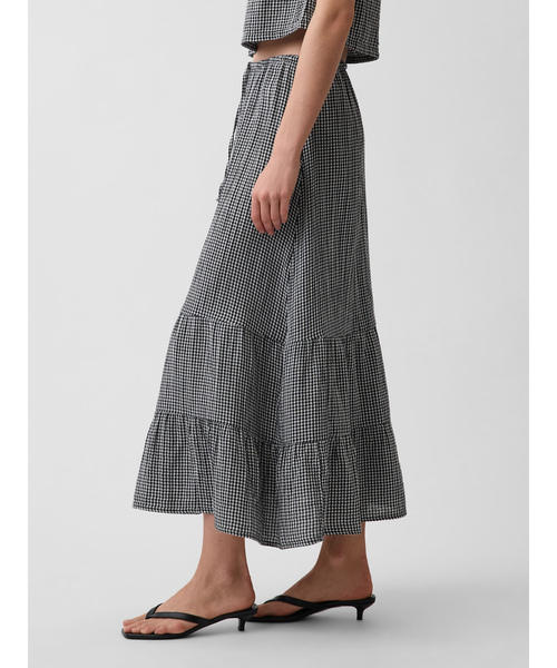 GAP(ギャップ)の「ハイライズ コットンガーゼ イージーウエスト ティアード マキシスカート(スカート・レディース・ブラック系その他/ブラック/ホワイト/ブラウン/ピンク/レッド/グリーン・XXS/L/M/S/XS)」の4枚目の写真