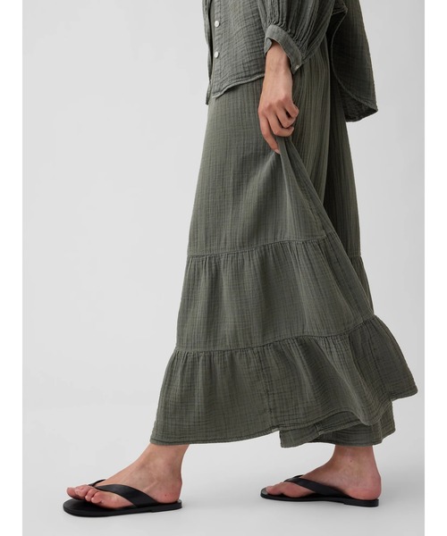GAP(ギャップ)の「ハイライズ コットンガーゼ イージーウエスト ティアード マキシスカート(スカート・レディース・ブラック系その他/ブラック/ホワイト/ブラウン/ピンク/レッド/グリーン・XXS/L/M/S/XS)」の5枚目の写真