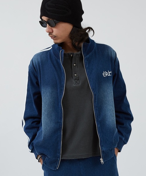 improves(インプローブス)の「刺しゅうロゴ カットデニム トラックジャケット(ジャージ・メンズ・ネイビー/ブラック・LARGE/MEDIUM)」の1枚目の写真