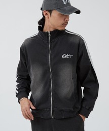刺しゅうロゴ カットデニム トラックジャケット