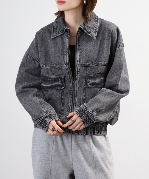 mitis(ミティス)の「mitis 10oz デニム フライトジャケット フロントジップ Gジャン デニムジャケット(デニムジャケット・レディース・ライトブルー/ブラック/インディゴブルー・M)」の12枚目の写真