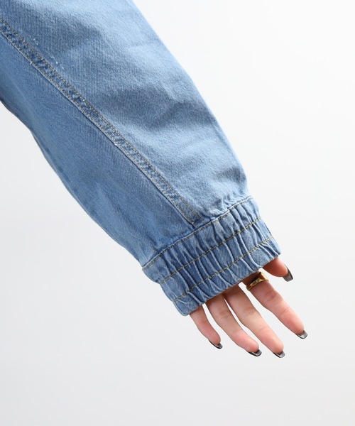 mitis(ミティス)の「mitis 10oz デニム フライトジャケット フロントジップ Gジャン デニムジャケット(デニムジャケット・レディース・ライトブルー/ブラック/インディゴブルー・M)」の6枚目の写真