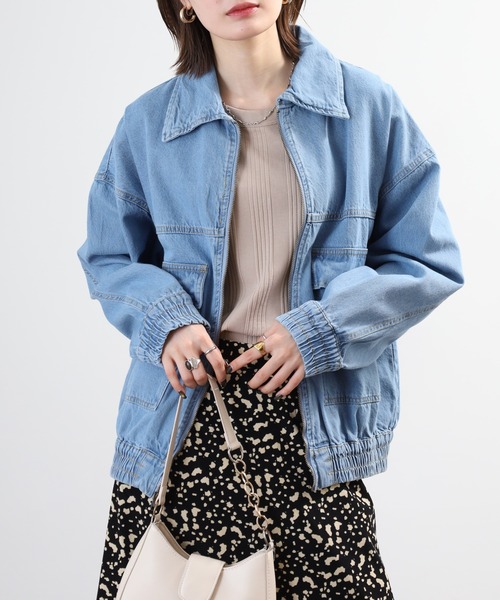 mitis(ミティス)の「mitis 10oz デニム フライトジャケット フロントジップ Gジャン デニムジャケット(デニムジャケット・レディース・ライトブルー/ブラック/インディゴブルー・M)」の17枚目の写真