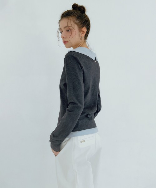 MICANE(ミケーネ)の「ミアコントラストカラーUネックTシャツ(Tシャツ/カットソー・レディース・ブラック/チャコール・SMALL/MEDIUM/LARGE/X-LARGE)」の3枚目の写真