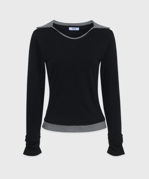 MICANE(ミケーネ)の「ミアコントラストカラーUネックTシャツ(Tシャツ/カットソー・レディース・ブラック/チャコール・SMALL/MEDIUM/LARGE/X-LARGE)」の12枚目の写真
