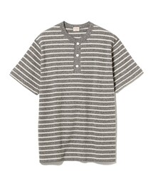 【別注】Healthknit / Honeycomb Thermal Henry Neck T-shirt Horizontal Stripe