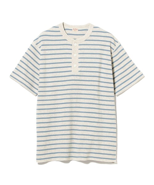 Healthknit(ヘルスニット)の「【別注】Healthknit / Honeycomb Thermal Henry Neck T-shirt Horizontal Stripe(Tシャツ/カットソー・メンズ・その他/その他1・S/M/L/XL)」の1枚目の写真