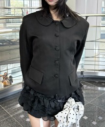 【nmtc+】round collar single cropped jacket / 【エヌエムティーシープラス】ラウンドカラーシングルクロップジャケット