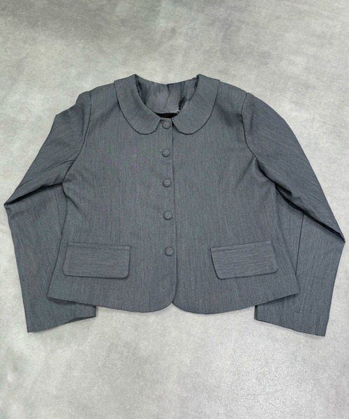 Never mind the XU / Chikashitsu+(ネバーマインド ザ エックスユー / チカシツプラス)の「【nmtc+】round collar single cropped jacket / 【エヌエムティーシープラス】ラウンドカラーシングルクロップジャケット(テーラードジャケット・レディース・ブラック/グレー・ONE SIZE)」の10枚目の写真