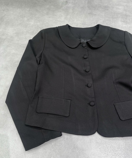 Never mind the XU / Chikashitsu+(ネバーマインド ザ エックスユー / チカシツプラス)の「【nmtc+】round collar single cropped jacket / 【エヌエムティーシープラス】ラウンドカラーシングルクロップジャケット(テーラードジャケット・レディース・ブラック/グレー・ONE SIZE)」の22枚目の写真