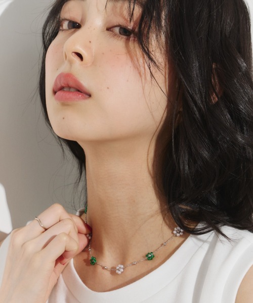 Unitage(ユニテージ)の「フラワービーズネックレス(ネックレス・レディース・その他/グリーン・FREE)」の6枚目の写真