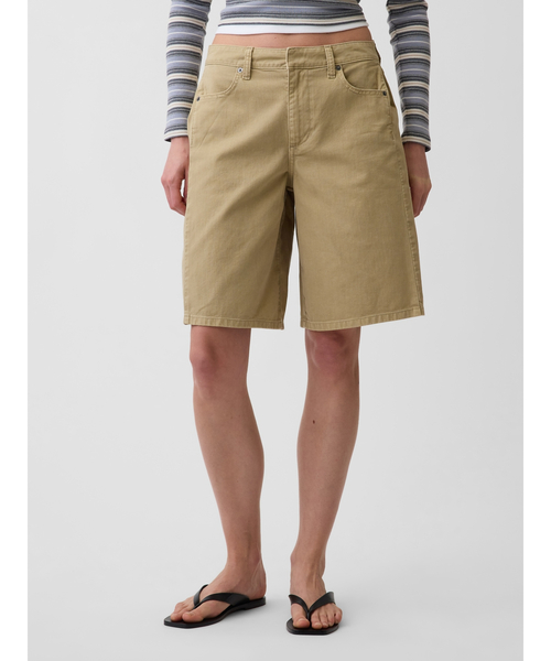 GAP（ギャップ）の「ミッドライズ ツイル サイドプリーツ トラウザーショートパンツ（その他パンツ・レディース・ブラック/ベージュ・000/10/8/6/4/2/0/00）」の2枚目の写真