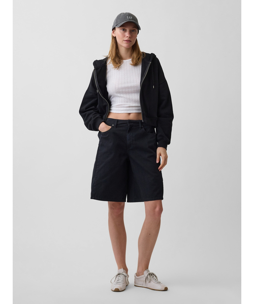 GAP（ギャップ）の「ミッドライズ ツイル サイドプリーツ トラウザーショートパンツ（その他パンツ・レディース・ブラック/ベージュ・000/10/8/6/4/2/0/00）」の4枚目の写真